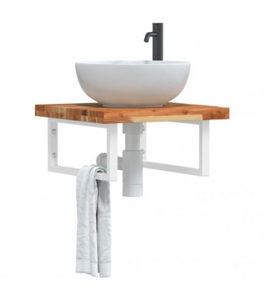 vidaXL Basin Shelf Wall Mounted Steel and Solid Wood Acacia