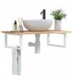 vidaXL Basin Shelf Wall Mounted Steel and Solid Wood Acacia