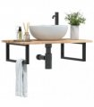 vidaXL Basin Shelf Wall Mounted Steel and Solid Wood Acacia