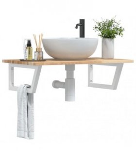 vidaXL Basin Shelf Wall Mounted Steel and Solid Wood Acacia