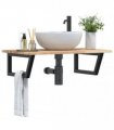 vidaXL Basin Shelf Wall Mounted Steel and Solid Wood Acacia