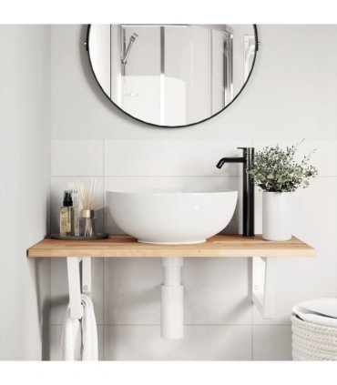 vidaXL Basin Shelf Wall Mounted Steel and Solid Wood Acacia