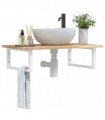 vidaXL Basin Shelf Wall Mounted Steel and Solid Wood Acacia