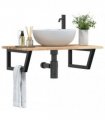 vidaXL Basin Shelf Wall Mounted Steel and Solid Wood Acacia