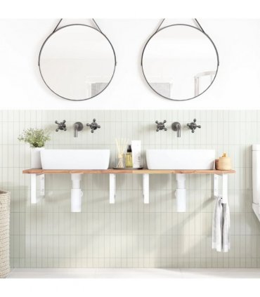 vidaXL Basin Shelf Wall Mounted Steel and Solid Wood Acacia