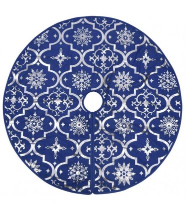 vidaXL Luxury Christmas Tree Skirt with Sock Blue 122 cm Fabric