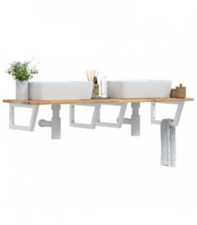 vidaXL Basin Shelf Wall Mounted Steel and Solid Wood Acacia