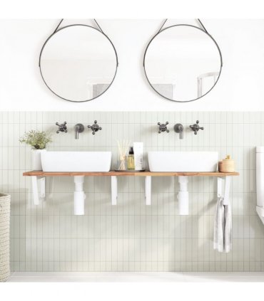 vidaXL Basin Shelf Wall Mounted Steel and Solid Wood Acacia