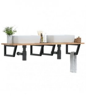 vidaXL Basin Shelf Wall Mounted Steel and Solid Wood Acacia