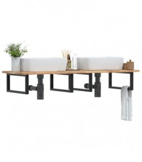 vidaXL Basin Shelf Wall Mounted Steel and Solid Wood Acacia