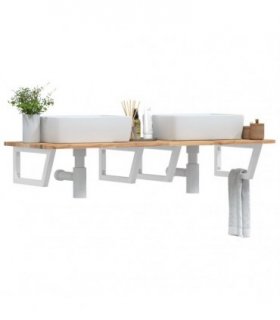 vidaXL Basin Shelf Wall Mounted Steel and Solid Wood Acacia
