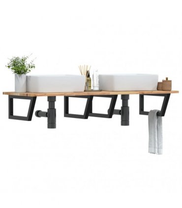 vidaXL Basin Shelf Wall Mounted Steel and Solid Wood Acacia