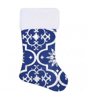 vidaXL Luxury Christmas Tree Skirt with Sock Blue 150 cm Fabric