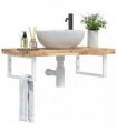 vidaXL Basin Shelf Wall Mounted Steel and Solid Wood Acacia