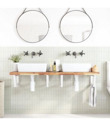 vidaXL Basin Shelf Wall Mounted Steel and Solid Wood Acacia