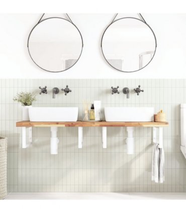 vidaXL Basin Shelf Wall Mounted Steel and Solid Wood Acacia