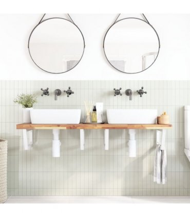 vidaXL Basin Shelf Wall Mounted Steel and Solid Wood Acacia
