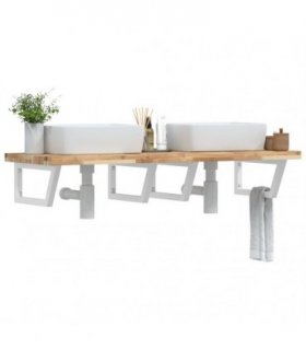 vidaXL Basin Shelf Wall Mounted Steel and Solid Wood Acacia