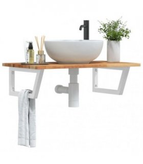 vidaXL Basin Shelf Wall Mounted Steel and Solid Wood Acacia