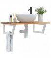 vidaXL Basin Shelf Wall Mounted Steel and Solid Wood Acacia