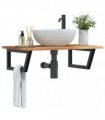 vidaXL Basin Shelf Wall Mounted Steel and Solid Wood Acacia