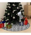 vidaXL Luxury Christmas Tree Skirt with Sock Grey 150 cm Fabric