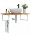 vidaXL Basin Shelf Wall Mounted Steel and Solid Wood Acacia
