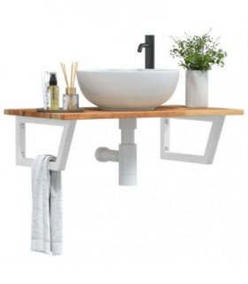 vidaXL Basin Shelf Wall Mounted Steel and Solid Wood Acacia