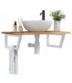 vidaXL Basin Shelf Wall Mounted Steel and Solid Wood Acacia