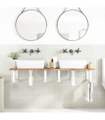vidaXL Basin Shelf Wall Mounted Steel and Solid Wood Acacia
