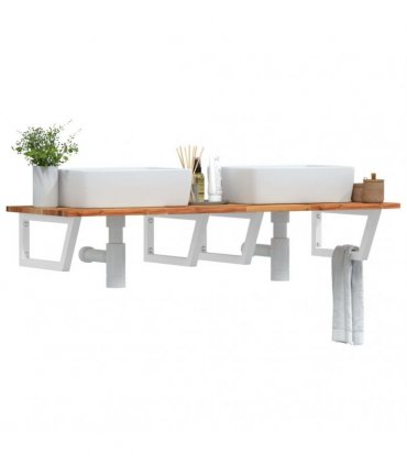 vidaXL Basin Shelf Wall Mounted Steel and Solid Wood Acacia