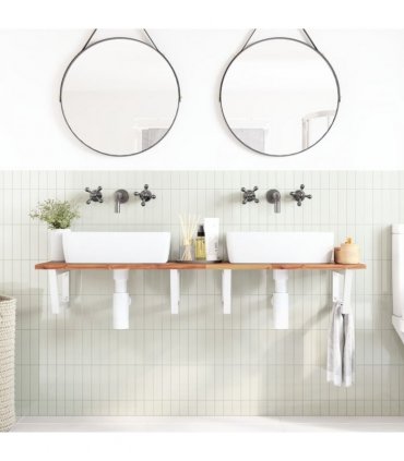 vidaXL Basin Shelf Wall Mounted Steel and Solid Wood Acacia