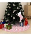 vidaXL Luxury Christmas Tree Skirt with Sock Pink 90 cm Fabric