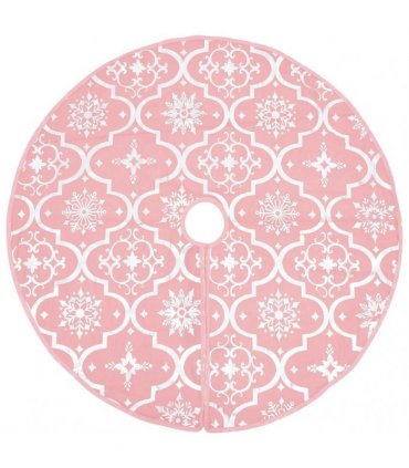 vidaXL Luxury Christmas Tree Skirt with Sock Pink 90 cm Fabric