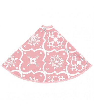 vidaXL Luxury Christmas Tree Skirt with Sock Pink 90 cm Fabric