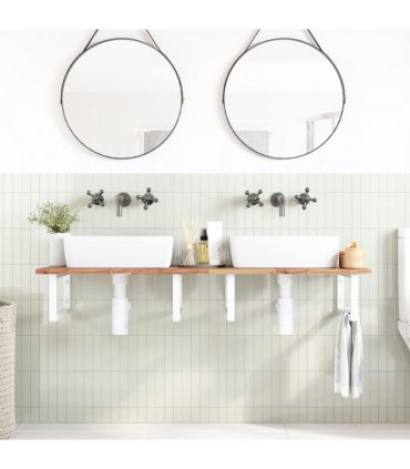 vidaXL Basin Shelf Wall Mounted Steel and Solid Wood Acacia