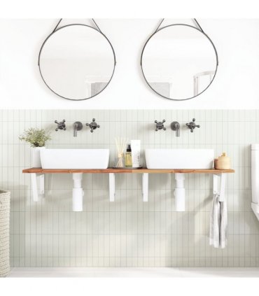 vidaXL Basin Shelf Wall Mounted Steel and Solid Wood Acacia