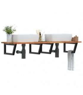 vidaXL Basin Shelf Wall Mounted Steel and Solid Wood Acacia