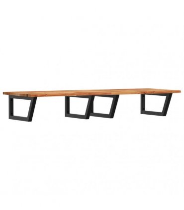 vidaXL Basin Shelf Wall Mounted Steel and Solid Wood Acacia