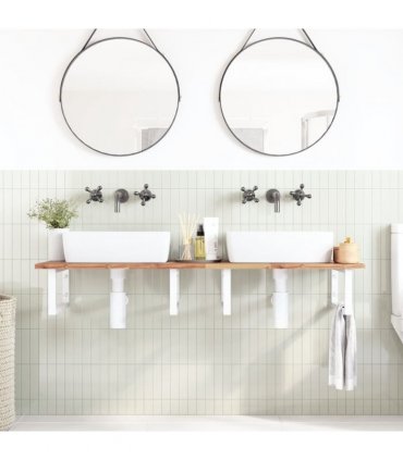 vidaXL Basin Shelf Wall Mounted Steel and Solid Wood Acacia