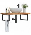 vidaXL Basin Shelf Wall Mounted Steel and Solid Wood Acacia