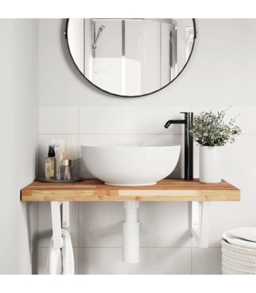 vidaXL Basin Shelf Wall Mounted Steel and Solid Wood Acacia
