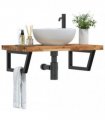 vidaXL Basin Shelf Wall Mounted Steel and Solid Wood Acacia