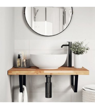 vidaXL Basin Shelf Wall Mounted Steel and Solid Wood Acacia