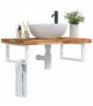 vidaXL Basin Shelf Wall Mounted Steel and Solid Wood Acacia