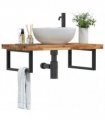 vidaXL Basin Shelf Wall Mounted Steel and Solid Wood Acacia