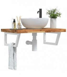 vidaXL Basin Shelf Wall Mounted Steel and Solid Wood Acacia