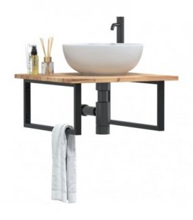 vidaXL Basin Shelf Wall Mounted Steel and Solid Wood Acacia