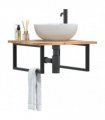 vidaXL Basin Shelf Wall Mounted Steel and Solid Wood Acacia