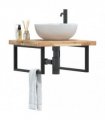 vidaXL Basin Shelf Wall Mounted Steel and Solid Wood Acacia